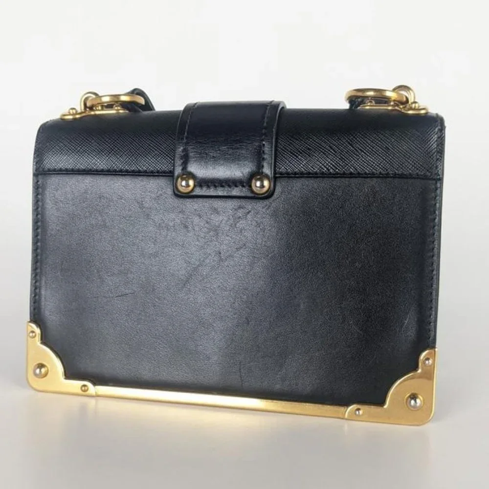 Prada Cahier Medium Black Leather Cross Body Bag - Picture 2 of 10